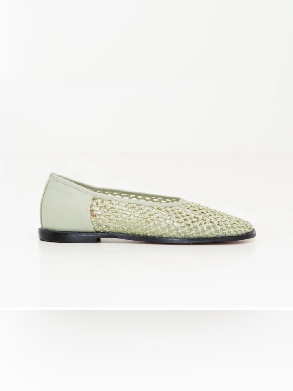 Woven Pointed Ballet Flat in Sage Green MORE THAN 03104